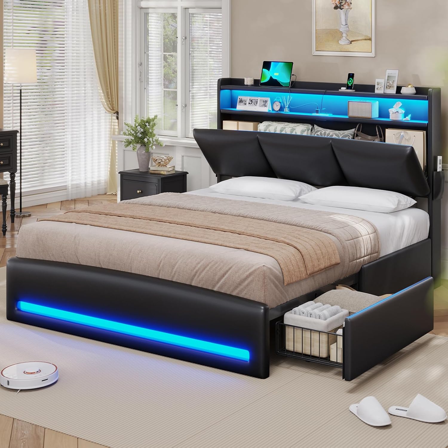 Canopy Bed Frame Metal Queen - Base de Cama Queen con Cabecero