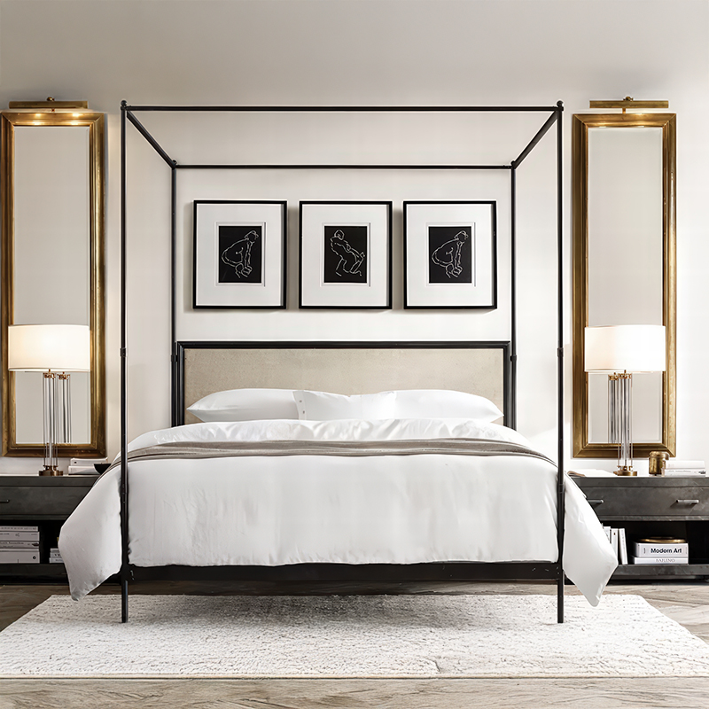 xx-Estructura de cama metálica - Canopy Bed Frame Metal Queen reseña y precio