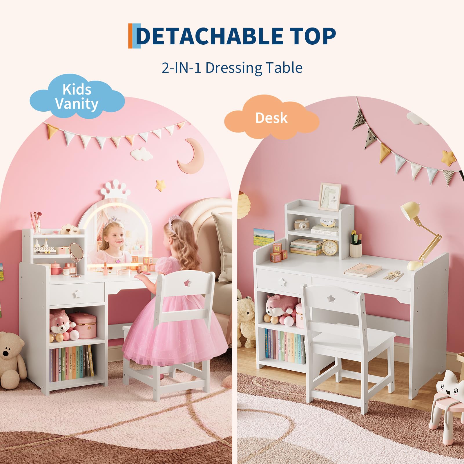 Juego de Mesa y Silla de Maqui - Dressing Table Vanity With Lighted Mirror reseña y precio