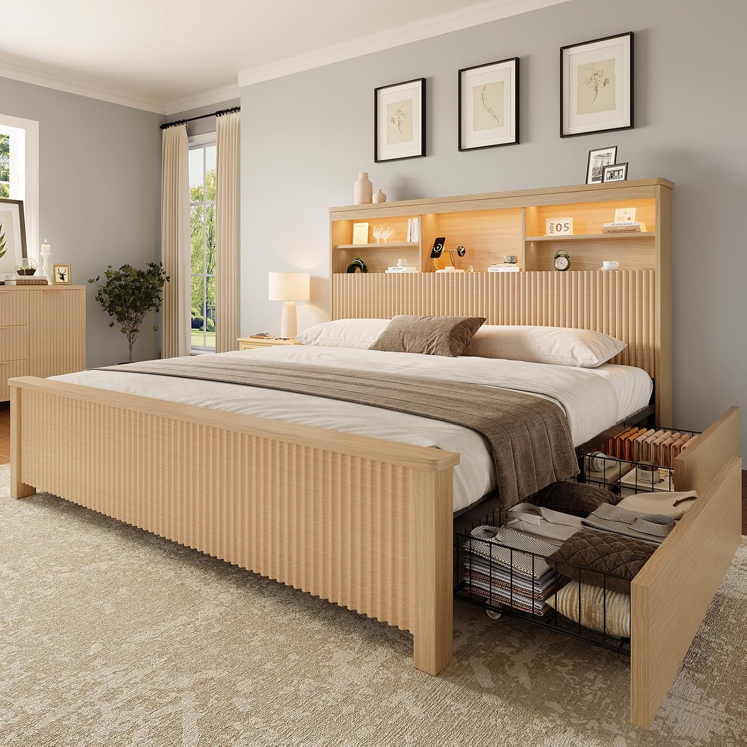 Base de Cama Queen Size con 4  - Canopy Bed Frame Metal Queen reseña y precio
