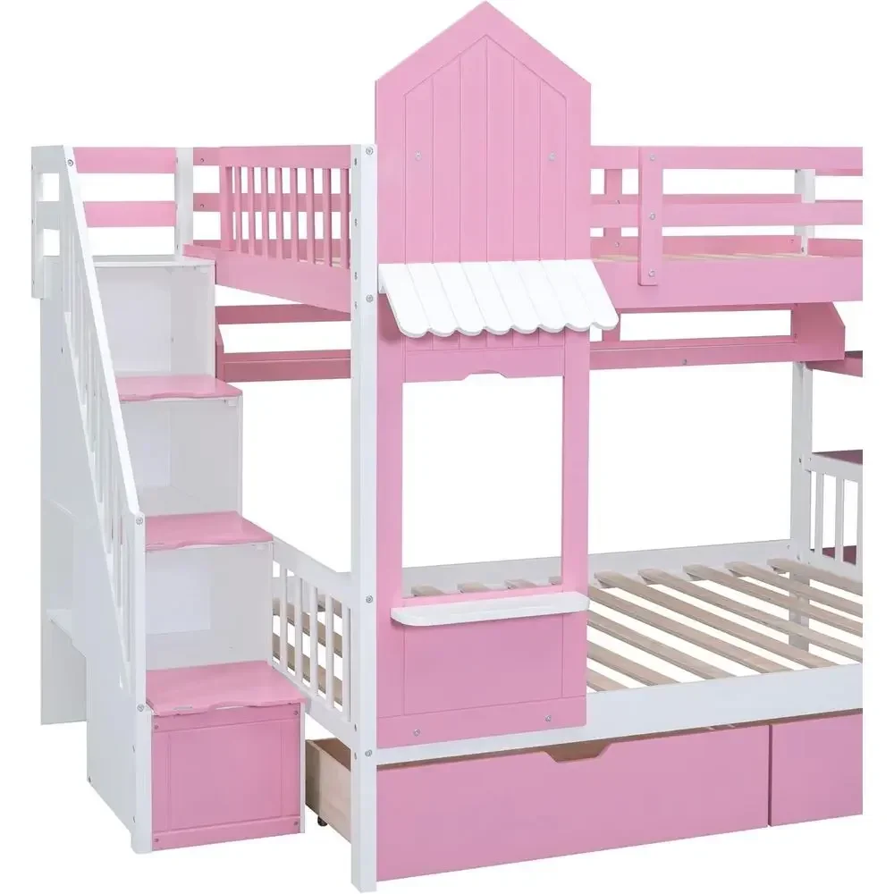Cama de dos pisos para niños c - Bunk Bed With Stairs And Slide reseña y precio