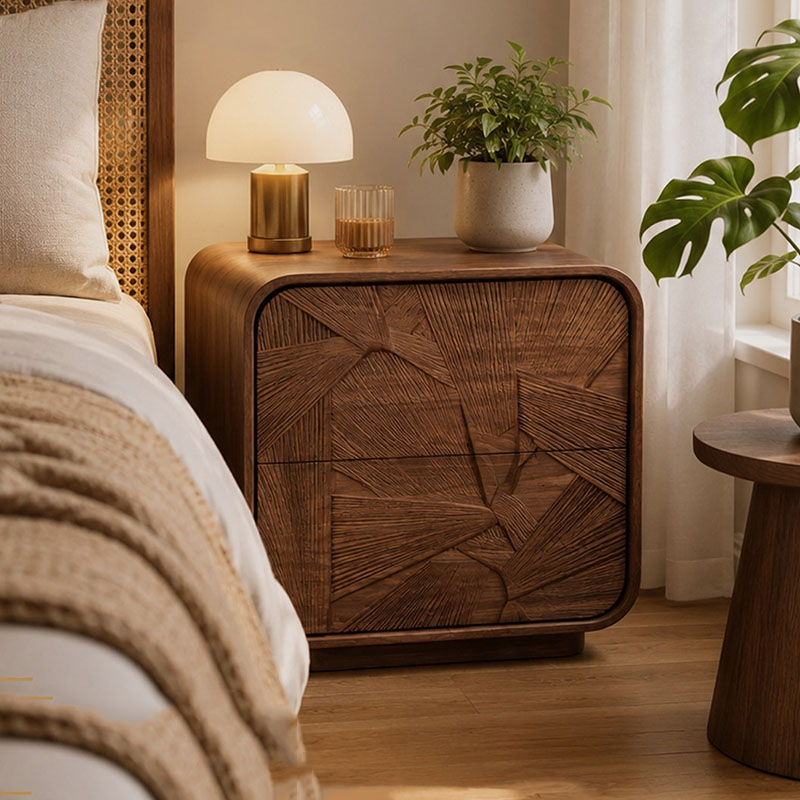Mesita de Noche de Madera con  - Solid Wood Nightstand 2 Drawers reseña y precio