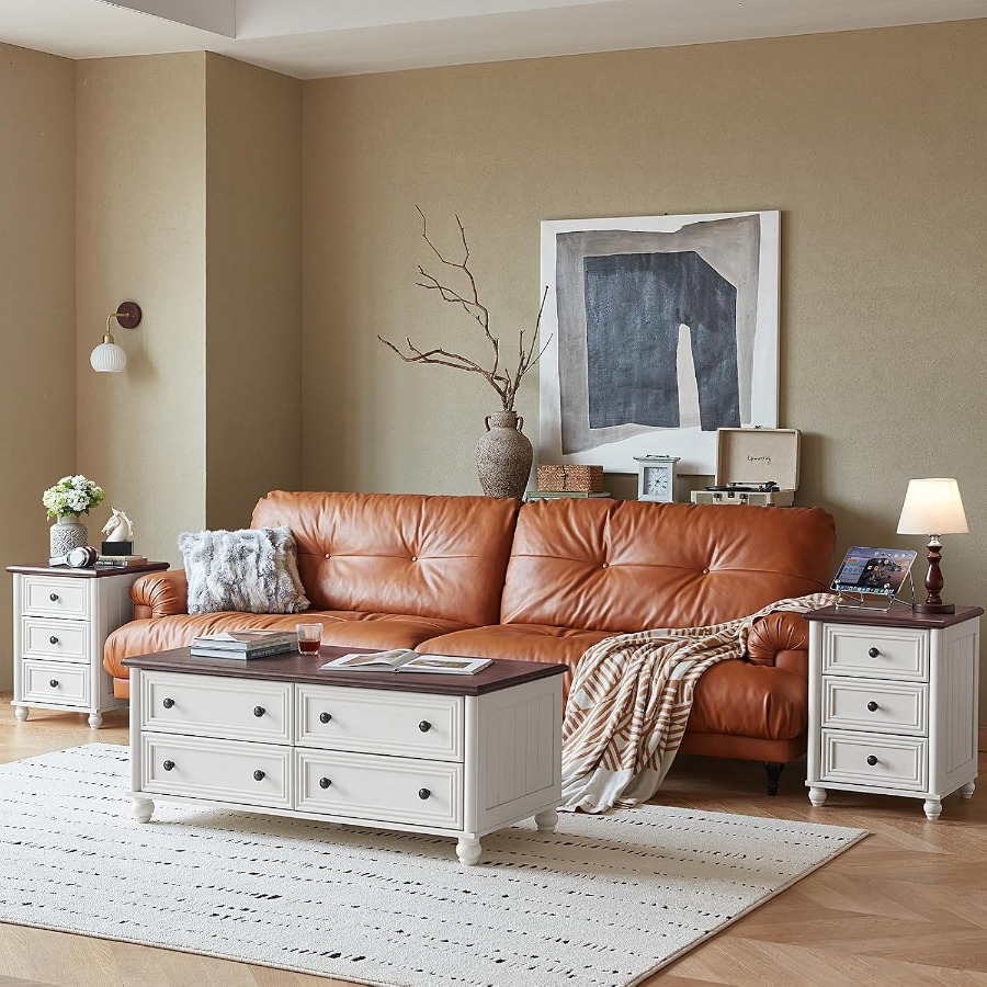 18. Juego de mesitas de noche, - Solid Wood Nightstand 2 Drawers reseña y precio