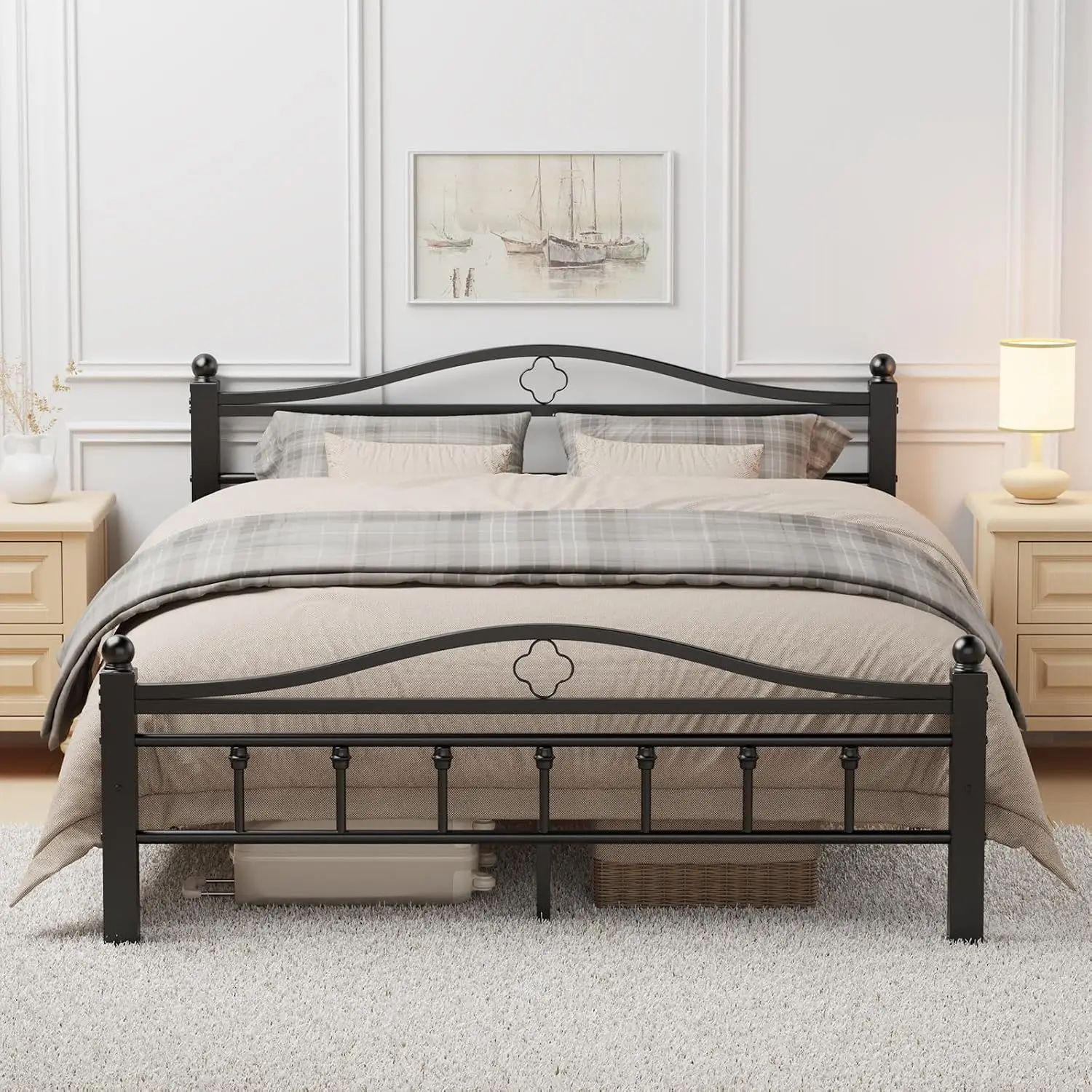 Base de cama de metal tamaño q - Canopy Bed Frame Metal Queen reseña y precio