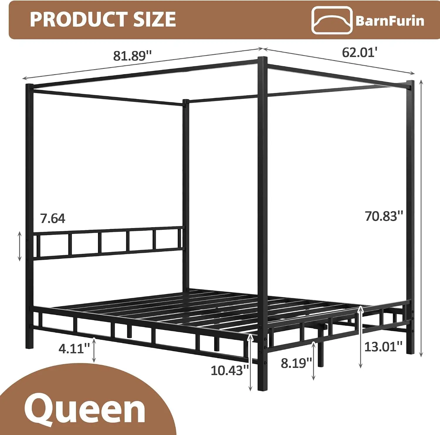 Base de Cama con Toldo de Meta - Canopy Bed Frame Metal Queen reseña y precio