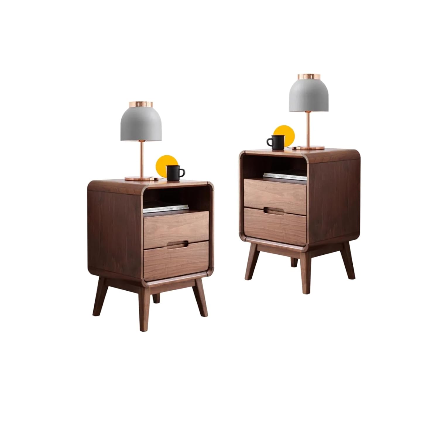 Juego de 2 mesitas de noche de - Solid Wood Nightstand 2 Drawers reseña y precio
