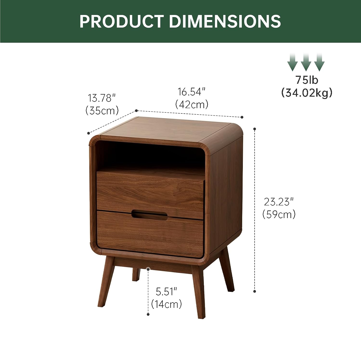 Juego de 2 mesitas de noche de - Solid Wood Nightstand 2 Drawers reseña y precio