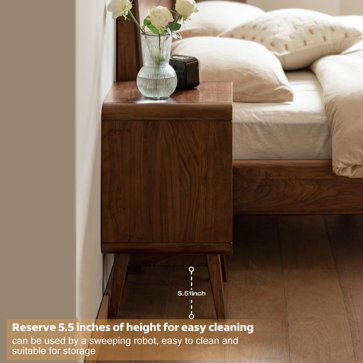 Juego de 2 mesitas de noche de - Solid Wood Nightstand 2 Drawers reseña y precio